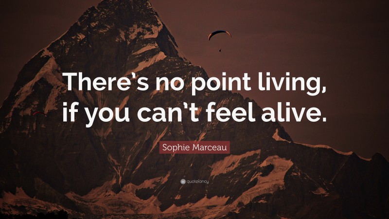 Sophie Marceau Quote: “There’s no point living, if you can’t feel alive.”