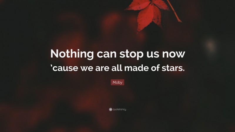 Moby Quote: “Nothing can stop us now ’cause we are all made of stars.”
