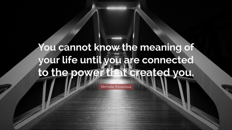Nirmala Srivastava Quote: “You cannot know the meaning of your life until you are connected to the power that created you.”