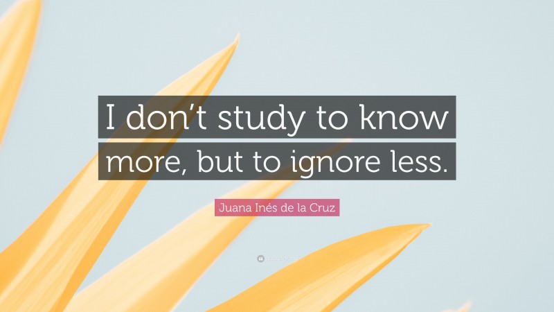 Juana Inés de la Cruz Quote: “I don’t study to know more, but to ignore less.”