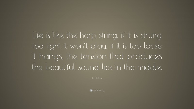 Buddha Quote: “Life is like the harp string, if it is strung too tight it won’t play, if it is too loose it hangs, the tension that produces the beautiful sound lies in the middle.”
