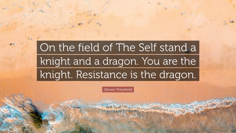 Steven Pressfield Quote: “On the field of The Self stand a knight and a dragon. You are the knight. Resistance is the dragon.”