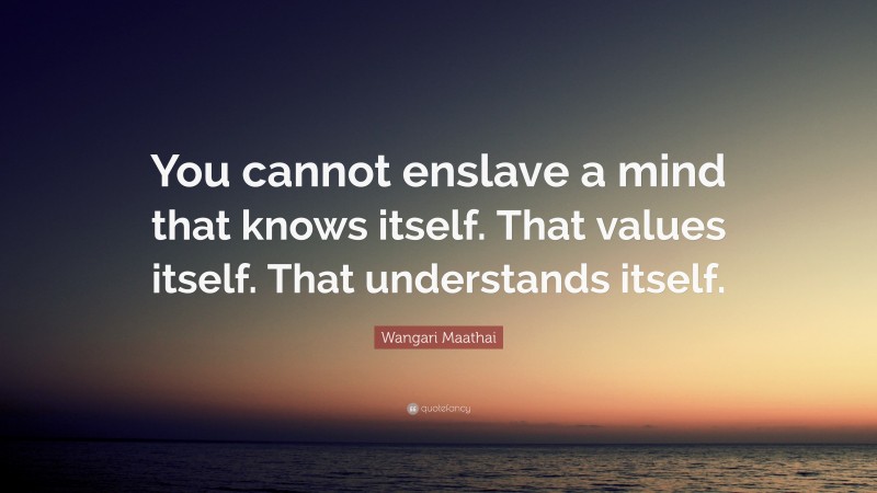 Wangari Maathai Quote: “You cannot enslave a mind that knows itself. That values itself. That understands itself.”