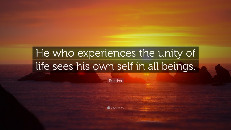 Buddha Quote: “He who experiences the unity of life sees his own self in all beings.”