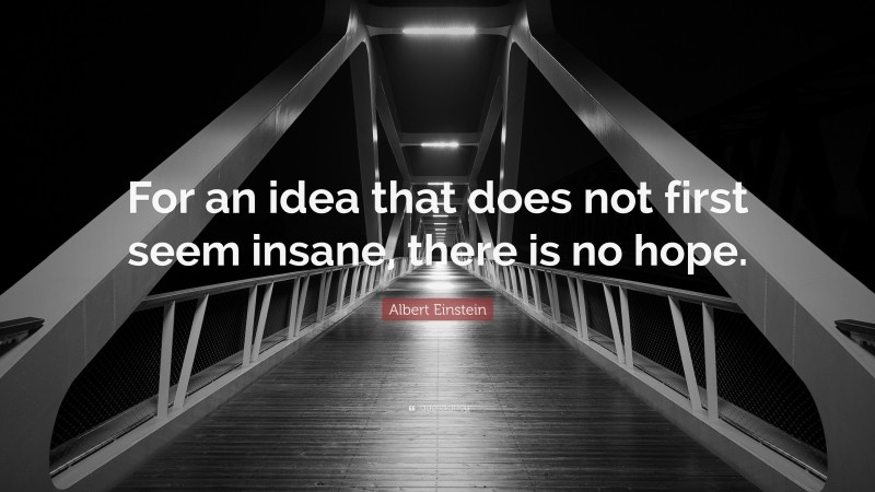 Albert Einstein Quote: “For an idea that does not first seem insane, there is no hope.”