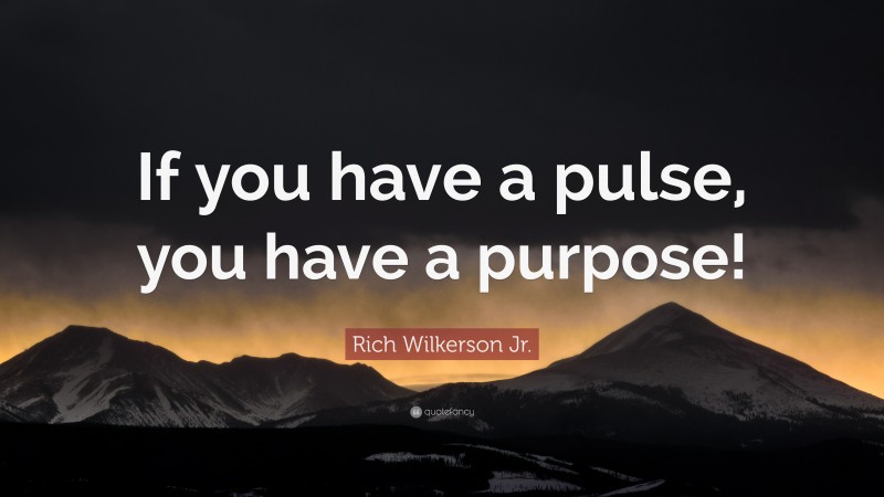 Rich Wilkerson Jr. Quote: “If you have a pulse, you have a purpose!”
