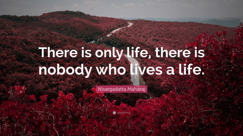 Nisargadatta Maharaj Quote: “There is only life, there is nobody who lives a life.”