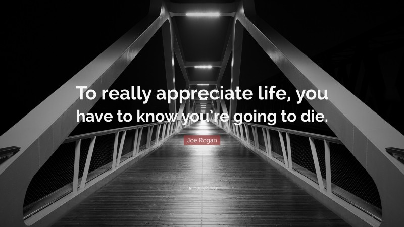 Joe Rogan Quote: “To really appreciate life, you have to know you’re going to die.”