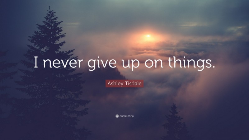 Ashley Tisdale Quote: “I never give up on things.”