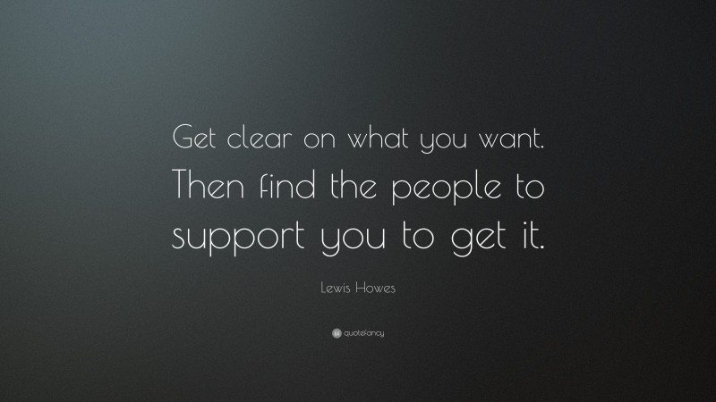 Lewis Howes Quote: “Get clear on what you want. Then find the people to support you to get it.”