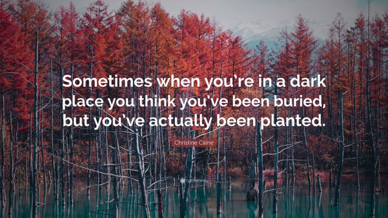 Christine Caine Quote: “Sometimes when you’re in a dark place you think you’ve been buried, but you’ve actually been planted.”