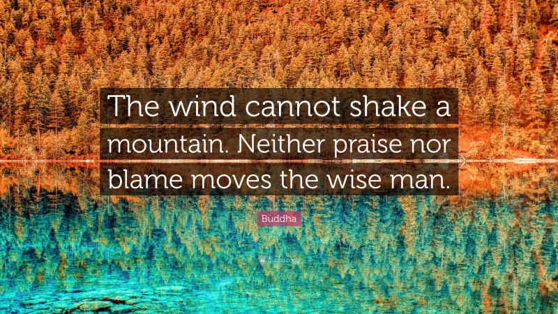 Buddha Quote: “The wind cannot shake a mountain. Neither praise nor blame moves the wise man.”