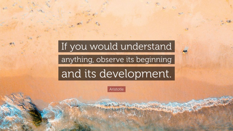 Aristotle Quote: “If you would understand anything, observe its beginning and its development.”