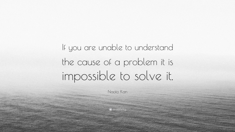 Naoto Kan Quote: “If you are unable to understand the cause of a problem it is impossible to solve it.”
