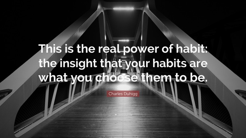 Charles Duhigg Quote: “This is the real power of habit: the insight that your habits are what you choose them to be.”