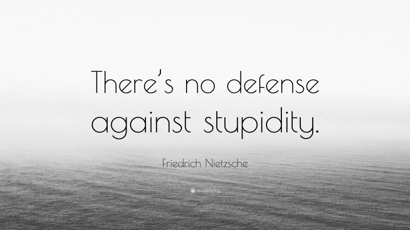 Friedrich Nietzsche Quote: “There’s no defense against stupidity.”