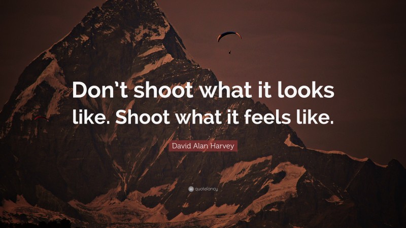 David Alan Harvey Quote: “Don’t shoot what it looks like. Shoot what it feels like.”