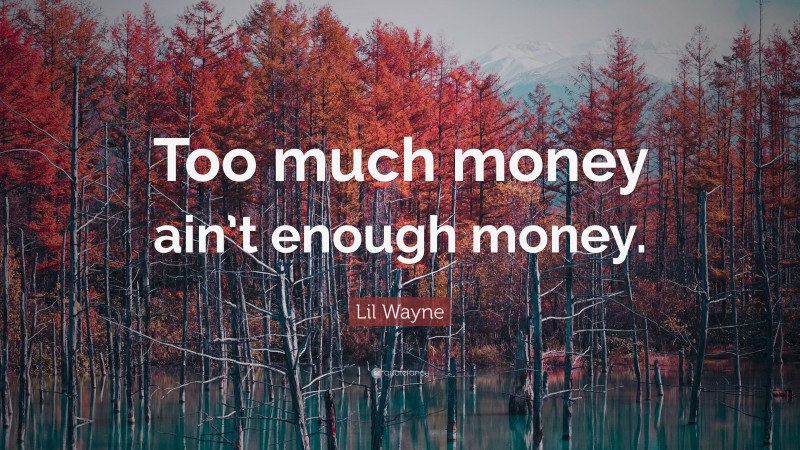 Lil Wayne Quote: “Too much money ain’t enough money.”