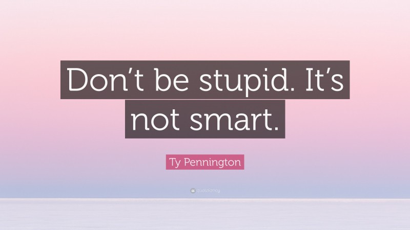 Ty Pennington Quote: “Don’t be stupid. It’s not smart.”