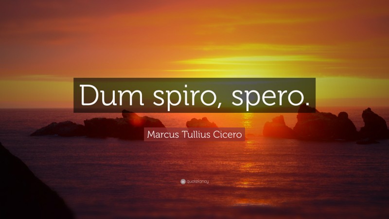 Marcus Tullius Cicero Quote: “Dum spiro, spero.”