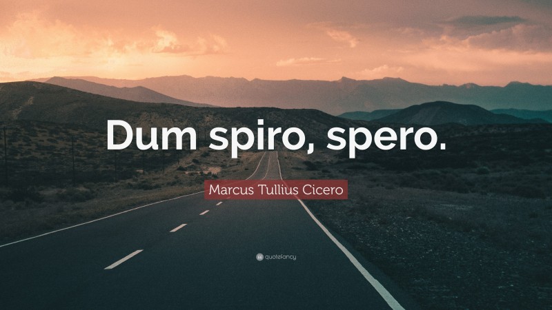Marcus Tullius Cicero Quote: “Dum spiro, spero.”