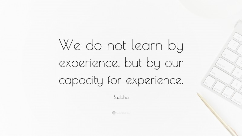 Buddha Quote: “We do not learn by experience, but by our capacity for experience.”