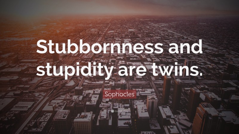 Sophocles Quote: “Stubbornness and stupidity are twins.”