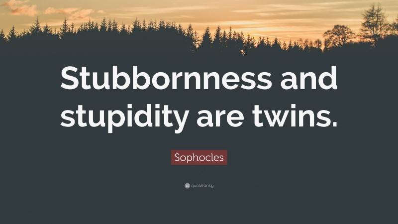 Sophocles Quote: “Stubbornness and stupidity are twins.”