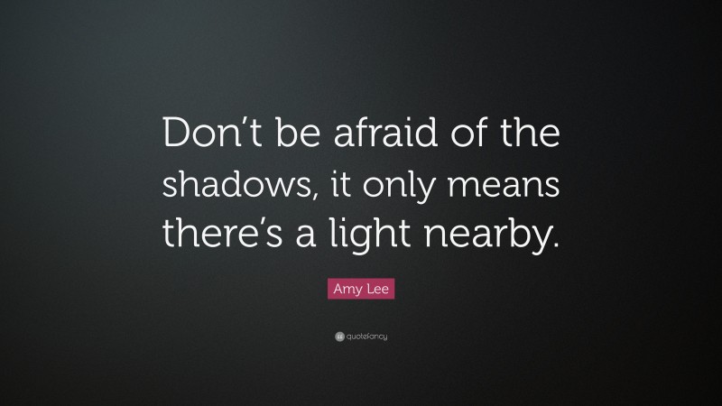 Amy Lee Quote: “Don’t be afraid of the shadows, it only means there’s a light nearby.”