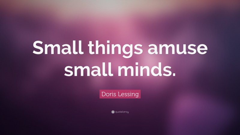 Doris Lessing Quote: “Small things amuse small minds.”