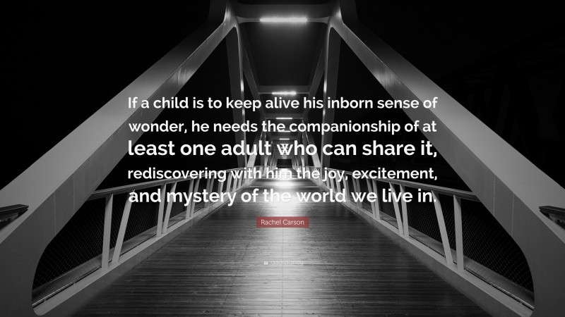 Rachel Carson Quote: “If a child is to keep alive his inborn sense of wonder, he needs the companionship of at least one adult who can share it, rediscovering with him the joy, excitement, and mystery of the world we live in.”
