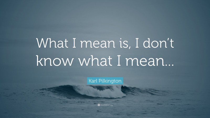 Karl Pilkington Quote: “What I mean is, I don’t know what I mean...”