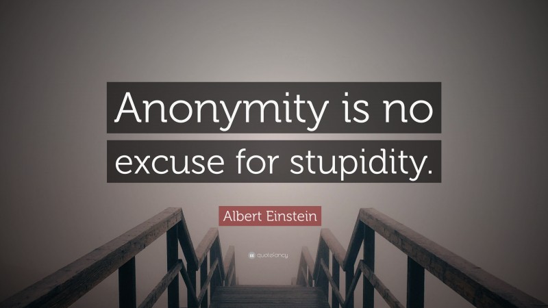 Albert Einstein Quote: “Anonymity is no excuse for stupidity.”