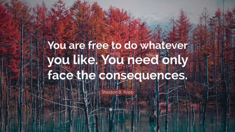 Sheldon B. Kopp Quote: “You are free to do whatever you like. You need only face the consequences.”