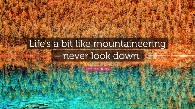Edmund Hillary Quote: “Life’s a bit like mountaineering – never look down.”