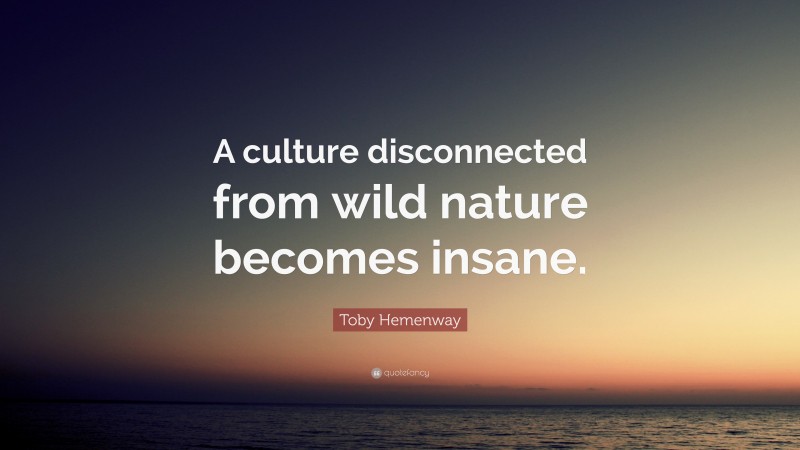 Toby Hemenway Quote: “A culture disconnected from wild nature becomes insane.”