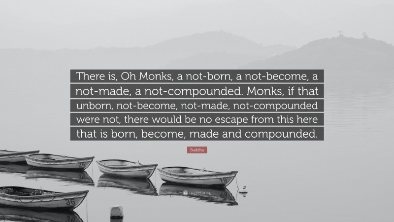 Buddha Quote: “There is, Oh Monks, a not-born, a not-become, a not-made, a not-compounded. Monks, if that unborn, not-become, not-made, not-compounded were not, there would be no escape from this here that is born, become, made and compounded.”