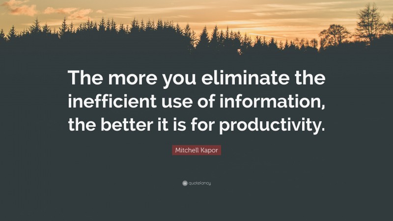 Mitchell Kapor Quote: “The more you eliminate the inefficient use of information, the better it is for productivity.”