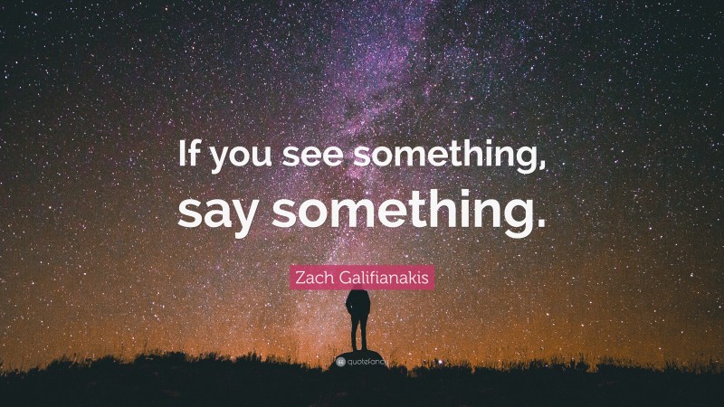 Zach Galifianakis Quote: “If you see something, say something.”