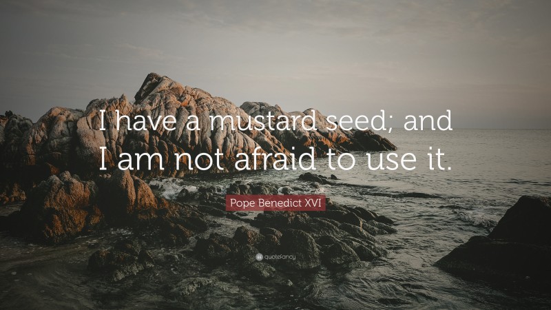 Pope Benedict XVI Quote: “I have a mustard seed; and I am not afraid to use it.”