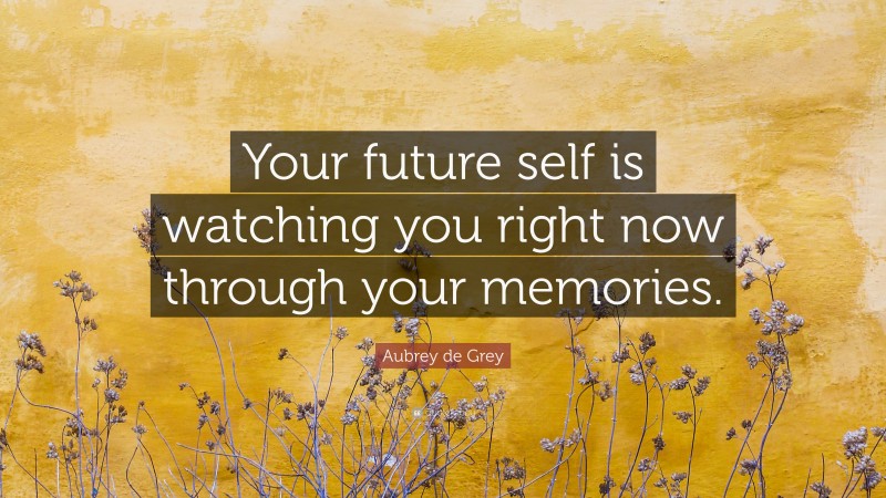 Aubrey de Grey Quote: “Your future self is watching you right now through your memories.”