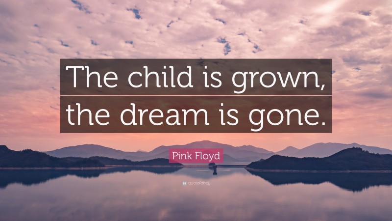 Pink Floyd Quote: “The child is grown, the dream is gone.”