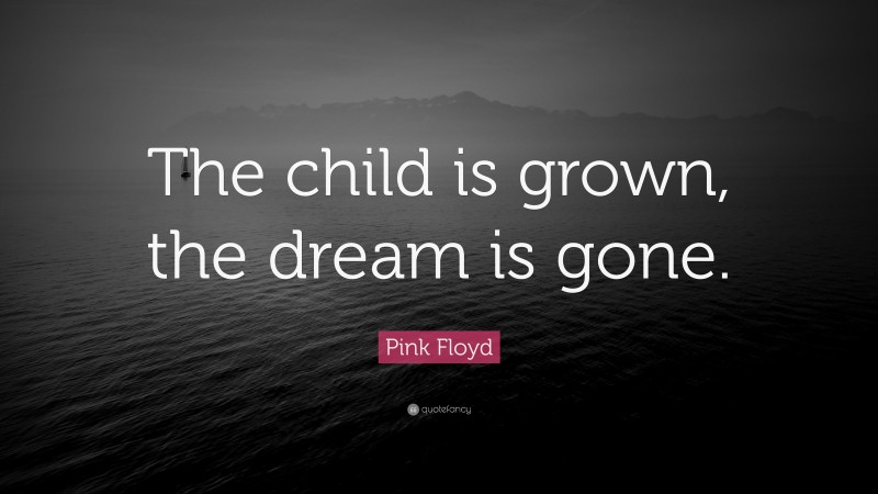 Pink Floyd Quote: “The child is grown, the dream is gone.”