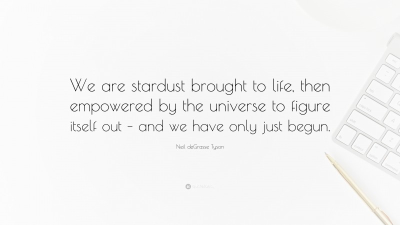 Neil deGrasse Tyson Quote: “We are stardust brought to life, then empowered by the universe to figure itself out – and we have only just begun.”