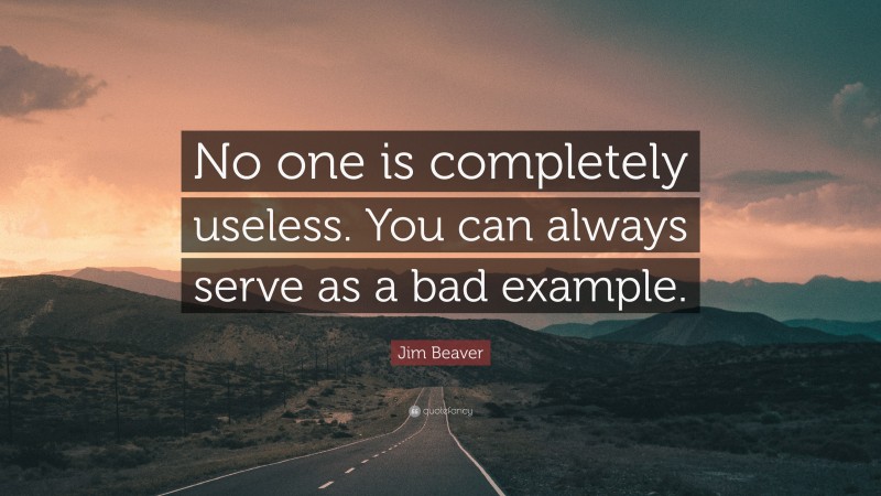 Jim Beaver Quote: “No one is completely useless. You can always serve as a bad example.”