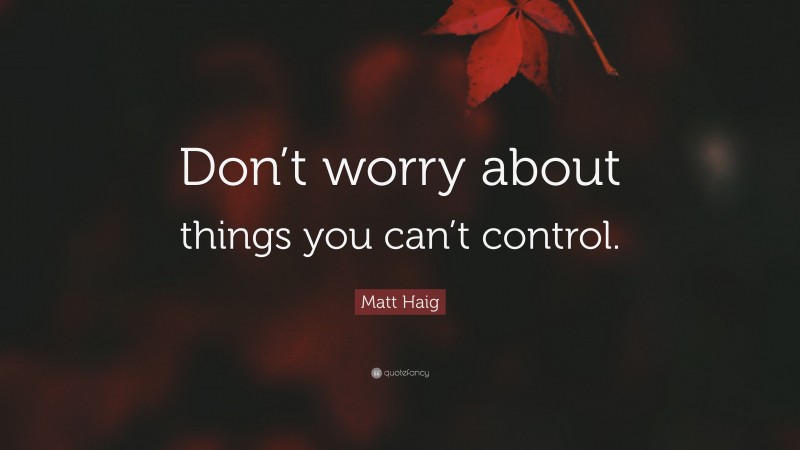 Matt Haig Quote: “Don’t worry about things you can’t control.”