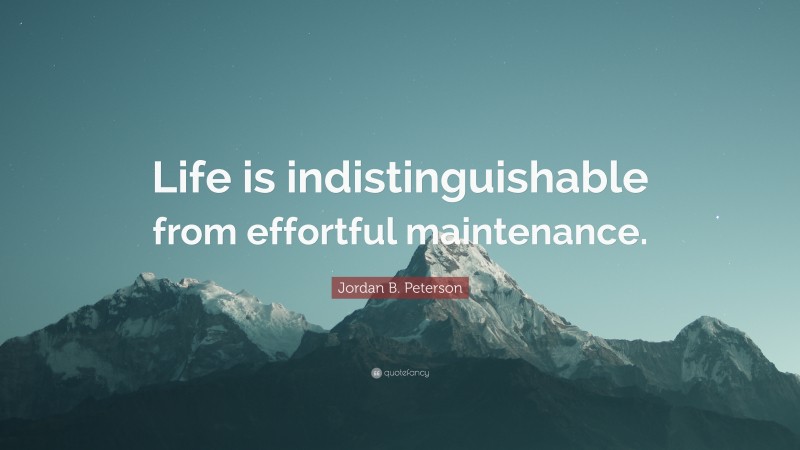 Jordan B. Peterson Quote: “Life is indistinguishable from effortful maintenance.”