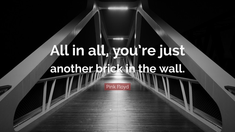 Pink Floyd Quote: “All in all, you’re just another brick in the wall.”