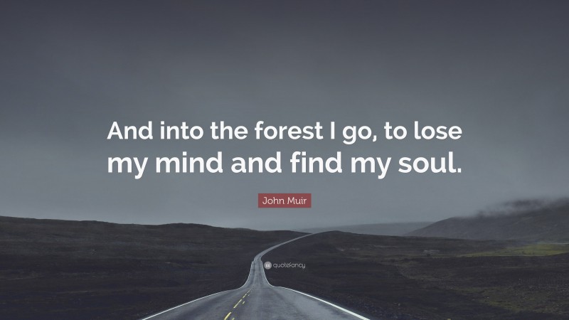 John Muir Quote: “And into the forest I go, to lose my mind and find my soul.”