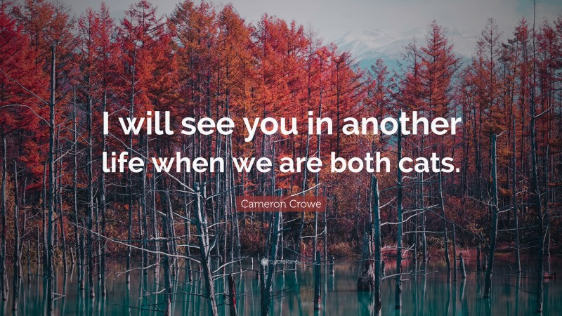 Cameron Crowe Quote: “I will see you in another life when we are both cats.”